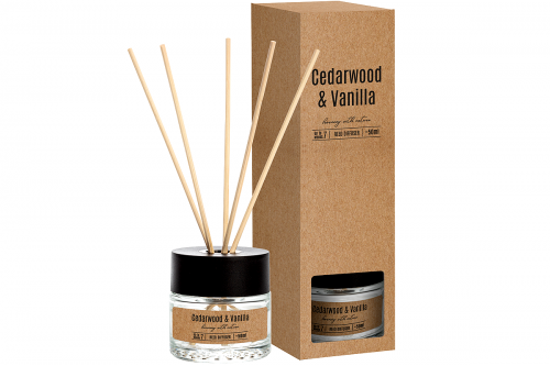 Difuzor aroma premium 50ml Vanilie si Lemn de Cedru (Cedarwood & Vanilla)