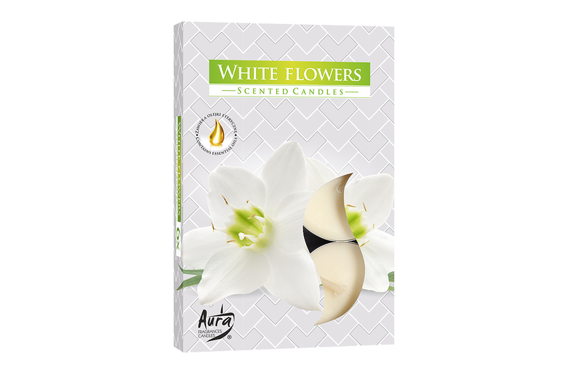Lumanari parfumate pastila 4h (6buc.) Flori Albe (White Flowers)