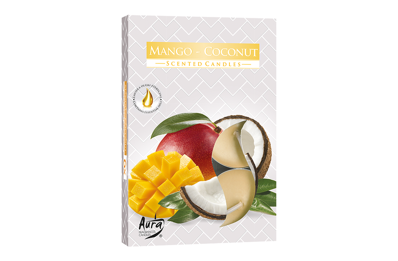 Lumanari parfumate pastila 4h (6buc.) Nuca de Cocos-Mango (Mango-Coconut)