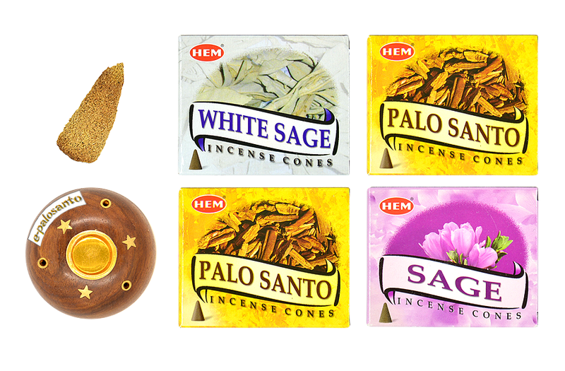 Set conuri parfumate Palo Santo Salvie si con Palo Santo