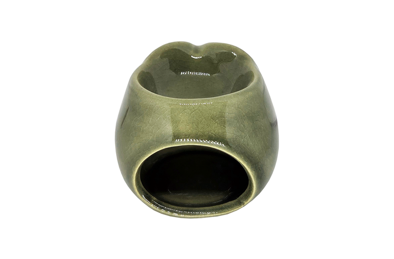 Suport ceramic pentru aromaterapie bufnita-luna masliniu