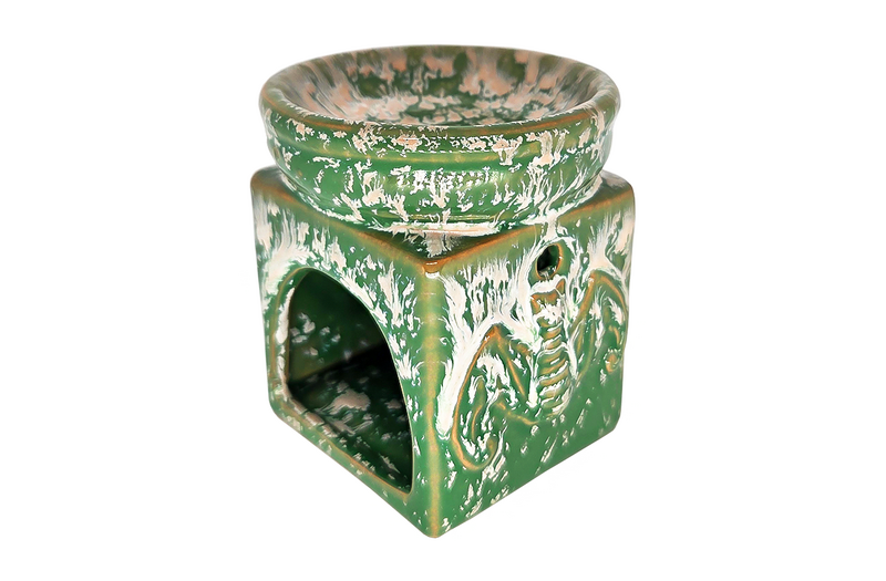 Suport ceramic pentru aromaterapie dragoni verde