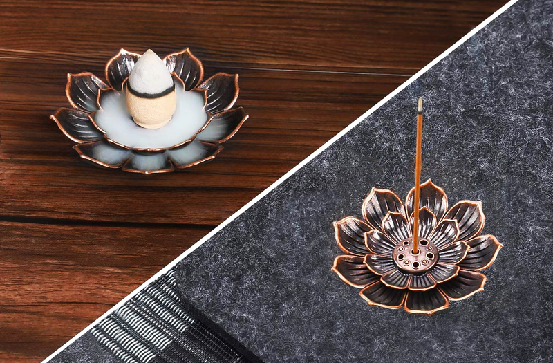 Suport metalic betisoare si conuri Lotus Regal bronz (58mm, 2 randuri)